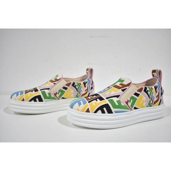 Fendi Vertigo Multicolor FF Logo Platform Low Top Trainer Slip On Sneaker 36 - Picture 9 of 12